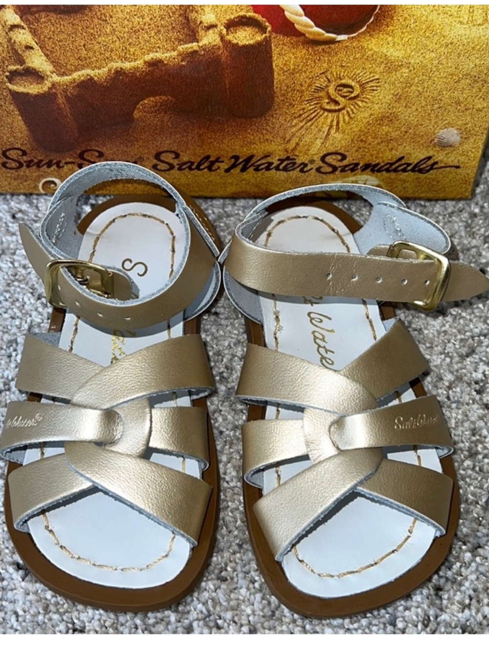 AUTH NIB Salt Water the Original Sandal Toddler Little Kids GOLD